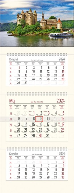 Kalendarz Trójdzielny z główką (T05) ZAMEK - krem 2024 TELEGRAPH