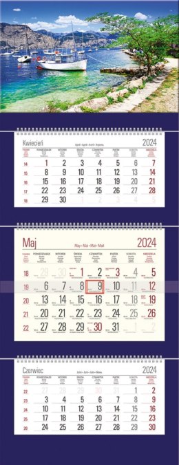Kalendarz Trójdzielny z główką (T08) ZATOKA - granat 2024 TELEGRAPH
