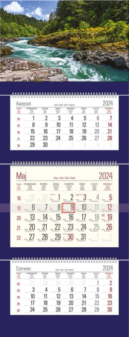 Kalendarz Trójdzielny z główką (T10) RZEKA - granat 2024 TELEGRAPH