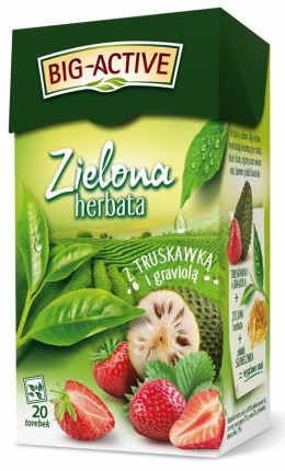 Herbata BIG-ACTIVE TRUSKAWKA-GRAVIOLA zielona 20 kopert/34g