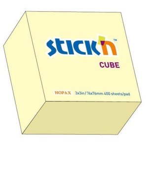 Bloczek STICKN 76x76mm 400k żółty pastelowy 21072