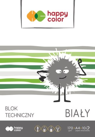 Blok techniczny biały A4, 170g, 10 ark, Happy Color HA 3550 2030-0