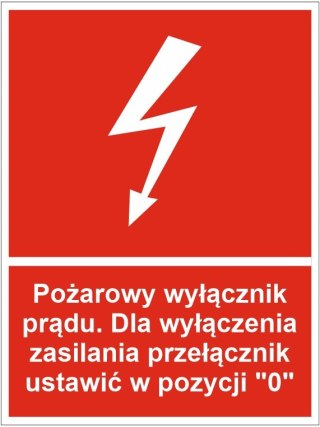 Naklejka Przeciwpożarowy wyłącznik prądu