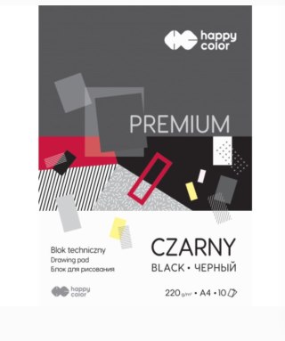 Blok techniczny PREMIUM czarny A4, 220g, 10 ark, Happy Color HA 3722 2030-9