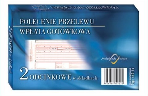 S-449-5 Polecenie przelewu A6 wpłata gotówkowa 2odcinkowe w składkach pud-20