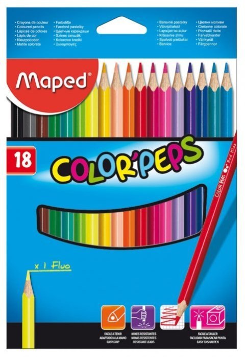 Kredki trójkątne MAPED COLORPEPS 18kolorów 183218