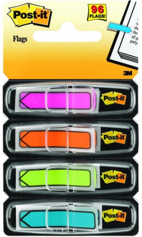 Zakładki indeksujące POST-IT (684-ARR4), PP, 12x43mm, strzałka, 4x24 kart., mix kolorów neonowy 3M-70071353612