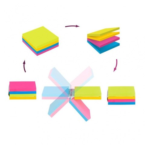 Multi kostka samoprzylepna POST-IT_ Super Sticky (2014-SC-BYFG),76x76mm, 4x75 kart., mix kolorów