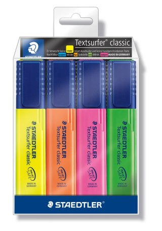 Zakreślacz Textsurfer classic, 4 kol. (1, 23, 4, 5) w etui, Staedtler S 364 WP4