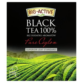 Herbata BIG-ACTIVE PURE CEYLON, 100 torebek x2g z zawieszką czarna