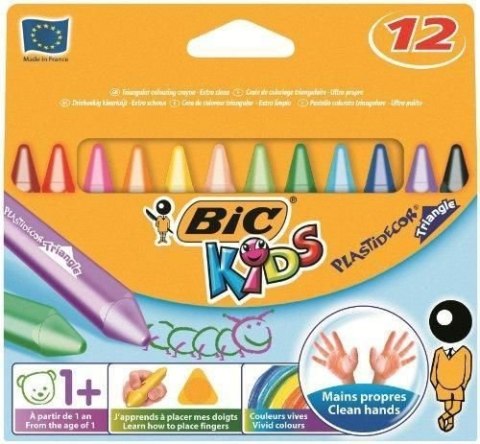 Kredki świecowe BIC Kids Plastidecor Triangle 12 kolorów, 8297733