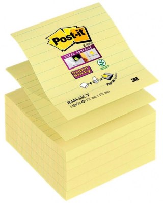 Karteczki samoprzylepne POST-IT_ Super Sticky Z-Notes XL w linię (R440-SSCY), 101x101mm, 5x90 kart., żółte