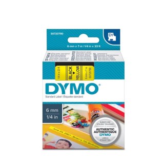 Taśma DYMO D1 - 6 mm x 7 m, czarny / żółty S0720790 do drukarek etykiet