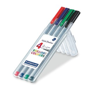 Cienkopis triplus, trójkątny, 0.3 mm, 4 kol. w etui box, Staedtler S 334 SB4