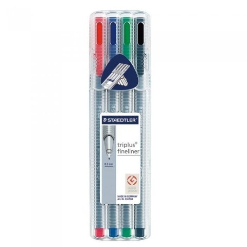 Cienkopis triplus, trójkątny, 0.3 mm, 4 kol. w etui box, Staedtler S 334 SB4