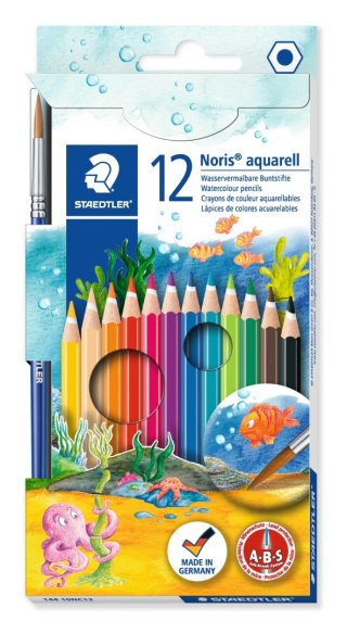 Kredki akwarelowe Noris Club, sześciokątne, z pędzelkiem, 12 kol., Staedtler S 144 10NC12