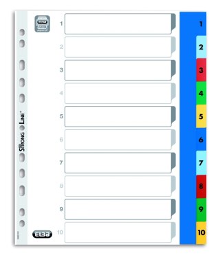 Przekładki numeryczne A4 MAXI 1-10, kolorowe, polipropylenowe, OXFORD 100205095