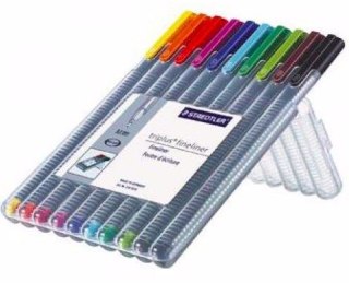 Cienkopis triplus, trójkątny, 0.3 mm, 10 kol. w etui box, Staedtler S 334 SB10