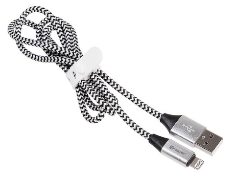 Kabel USB 2.0 iPhone AM - lightning 1,0m czarno-srebrny TRACER TRAKBK46268