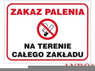 Naklejka ZAKAZ PALENIA NA TERENIE CAŁEGO ZAKŁADU ZZ-51P/F 250X350