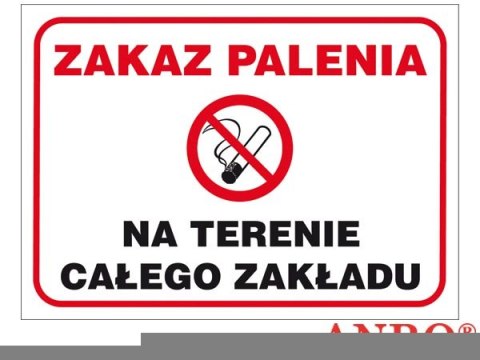 Naklejka ZAKAZ PALENIA NA TERENIE CAŁEGO ZAKŁADU ZZ-51P/F 250X350