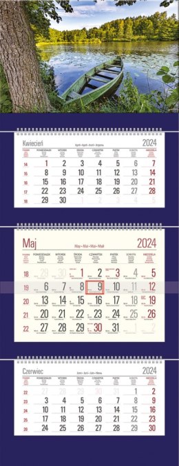 Kalendarz Trójdzielny z główką (T02) JEZIORO - granat 2024 TELEGRAPH