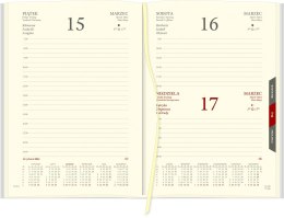 Kalendarz Cross z gumką i ażurową datówką A5 dzienny p. kremowy Nr kat. 204 A5DRK srebrny 2024 WOKÓŁ NAS