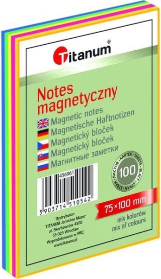 Notes elektrostatyczny 75x100mm 100k mix kolorów 456961 TITANUM bloczek