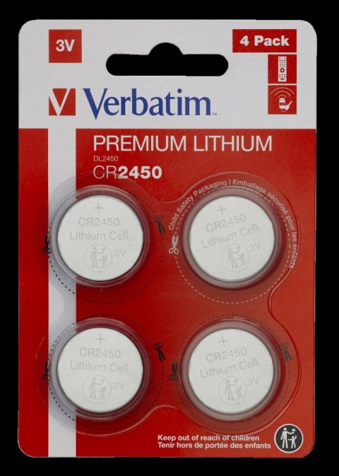 Baterie VERBATIM LITHIUM CR2450 3V BLISTER 4szt. 49535