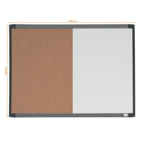 Mała tabliczka CombiBoard 585x430mm, tablica suchościeralna biała i korkowa (pół na pół) Nobo 1903784