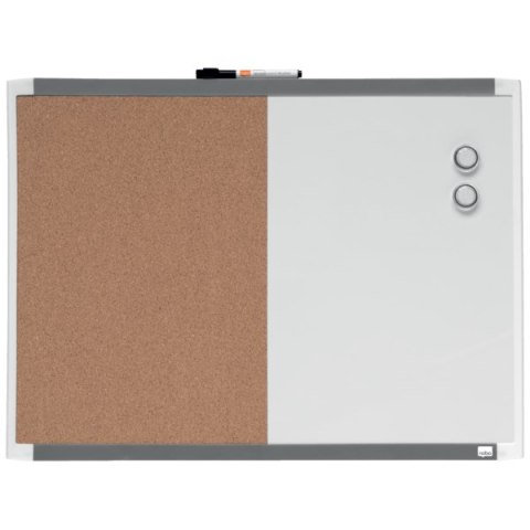 Mała tabliczka CombiBoard 585x430mm, tablica suchościeralna biała i korkowa (pół na pół) Nobo 1903784