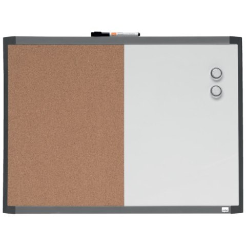 Mała tabliczka CombiBoard 585x430mm, tablica suchościeralna biała i korkowa (pół na pół) Nobo 1903784