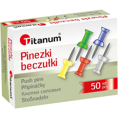 Pinezki beczułki Titanum kolorowe 50 szt. 80610 tablicowe