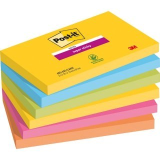 Bloczek samoprzylepny POST-IT Super sticky, 127x76mm, 6x90 kart., CARNIVAL