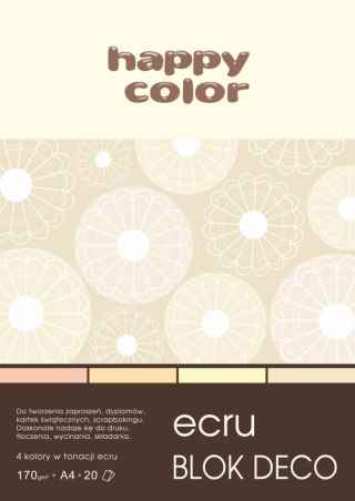 Blok Deco Ecru A4, 170g, 20 ark, 4 kol., Happy Color HA 3717 2030-092