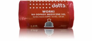 Worki na odpady MEDYCZNE 35l 25szt., DOTTS, bardzo mocne (LDPE), 32mic czerwone