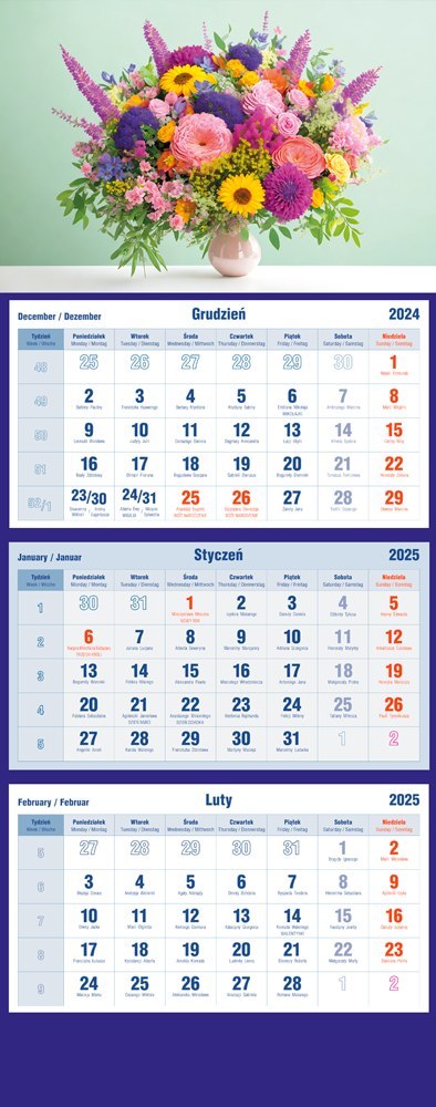 Kalendarz trójdzielny 2025 Bukiet Michalczyk i Prokop T-105T-12