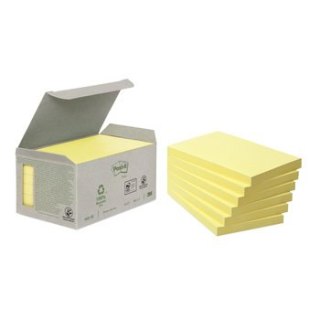 Ekologiczne karteczki samoprzylepne Post-it_ z certyfikatem PEFC Recycled, Żółte, 76x76mm, 6 bloczków po 100 karteczek,