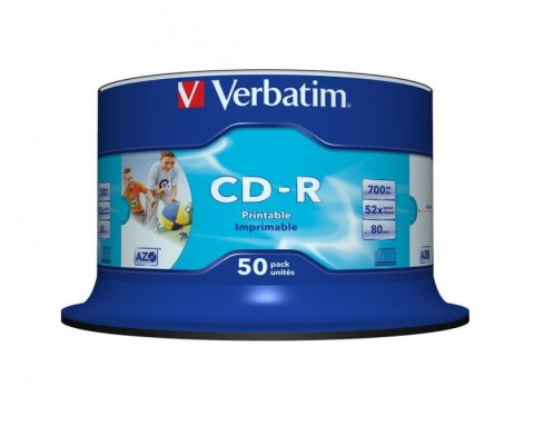 Płyta CD-R VERBATIM CAKE 52x (50) nadruk AZO Printable 700MB 43438