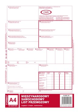800-1N CMR A4 80kartek 1+3 numerowany międzynarodowy list przewozowy M&P