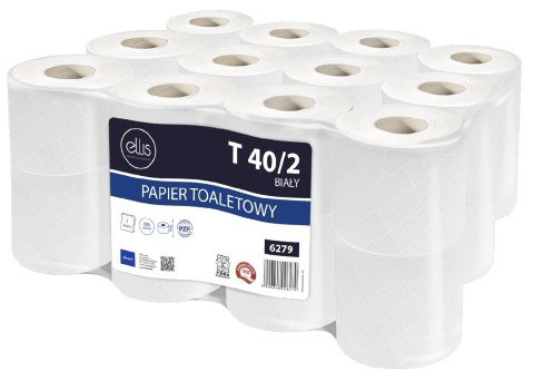 Papier toaletowy PROFESSIONAL 40/2 40m 2warstwy biały (24 rolki) celuloza ELLIS 6279