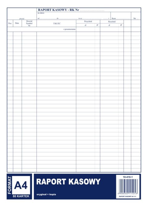 410-1 Raport Kasowy A4 80 kartek MICHALCZYK I PROKOP
