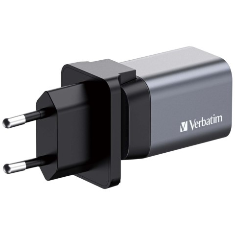 Ładowarka sieciowa/ścienna VERBATIM GAN CHARGER, 35W, 2xport, TYPE C+USB A, Adapter Eu/Uk/Us, 32200