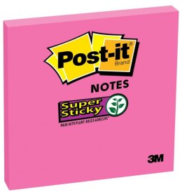 Bloczek_ samoprzylepny POST-IT_ Super sticky, (654-6SS-PNK), 76x76mm, 1x90 kart., fuksja