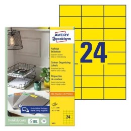 Etykiety żółte 3451 70 x 37 100 ark trwałe, Avery Zweckform