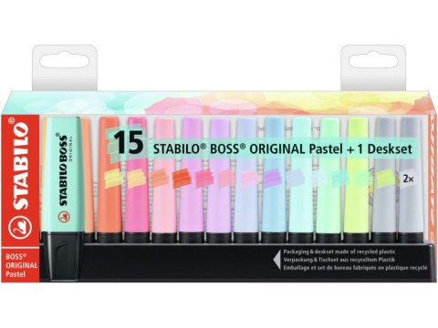 Zakreślacz STABILO BOSS Pastel podstawka 15 szt 7015-02-5