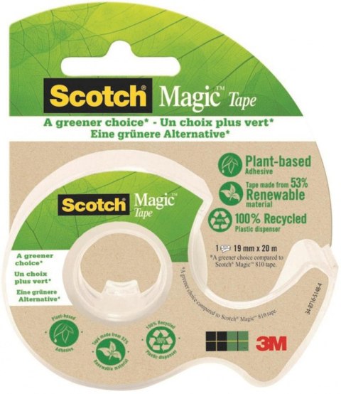 Taśma biurowa ekologiczna SCOTCH Magic (9-1920D), matowa, z dyspenserem, 19mm, 20m, 3M-70005280956