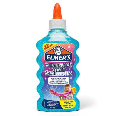 Elmers klej brokatowy, niebieski, zmywalny i przyjazny dzieciom, 177ml, 2077252 .