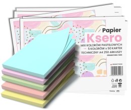 Papier xero A4 mix kolorów 160g (250 arkuszy) 5 kolorów pastelowych SALE