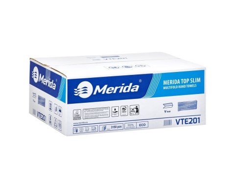 Ręczniki papierowe MERIDA TOP SLIM, białe, dwuwarstwowe, 3150 szt. VTE201 SALE HIGIENA